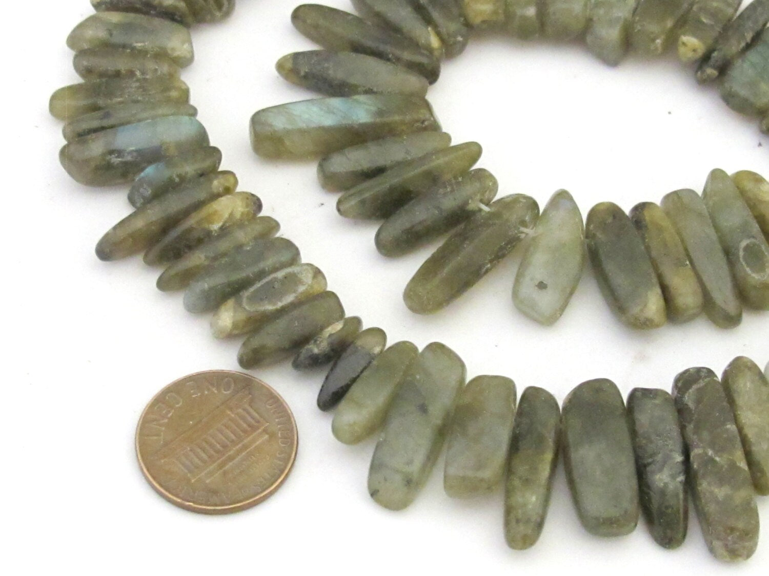 1 Full strand - Natural Labradorite stick beads Full Strand 15 inches - GM365