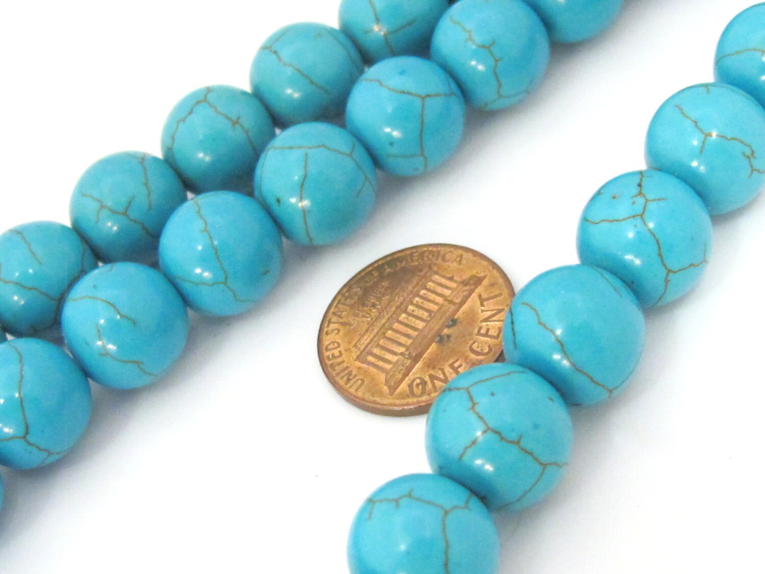 10 Beads - 12 mm size round shape howlite turquoise beads - GM386