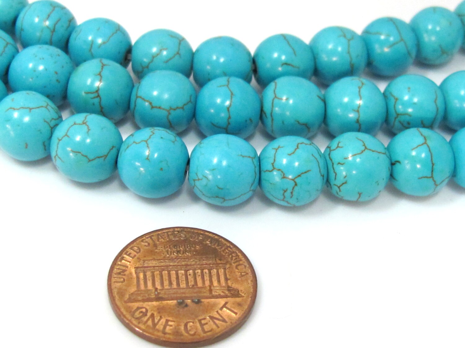 10 Beads - 10 mm size round shape howlite turquoise beads - GM387