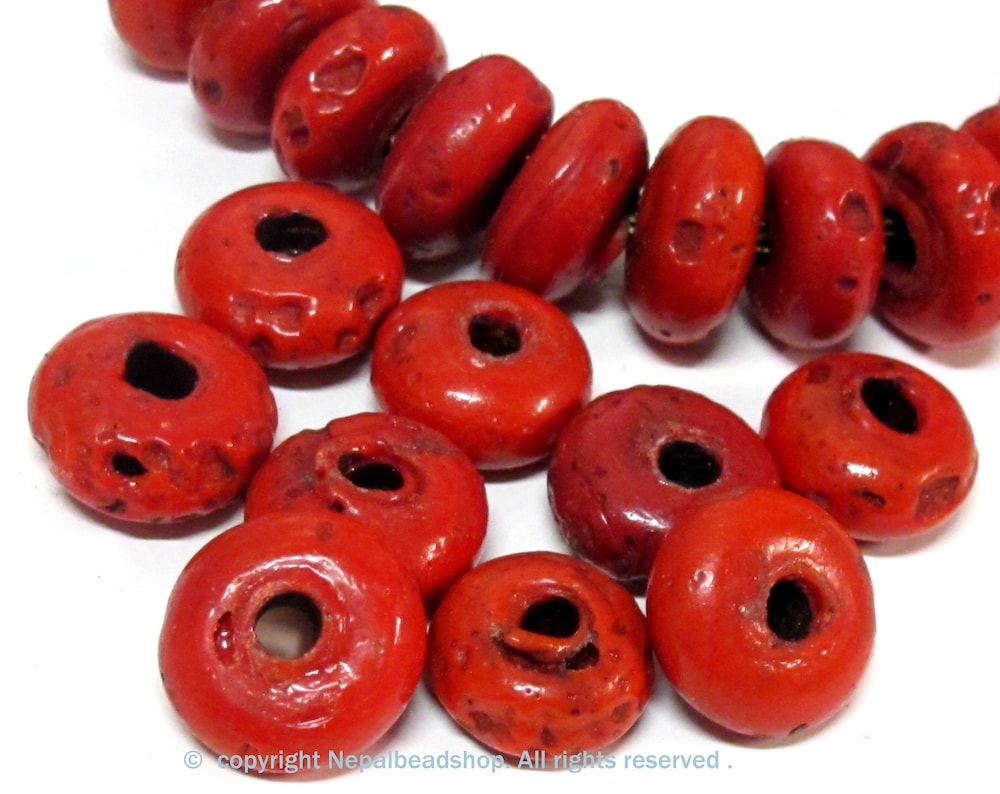Tibetan Nepal Beads - Red Sherpa Glass