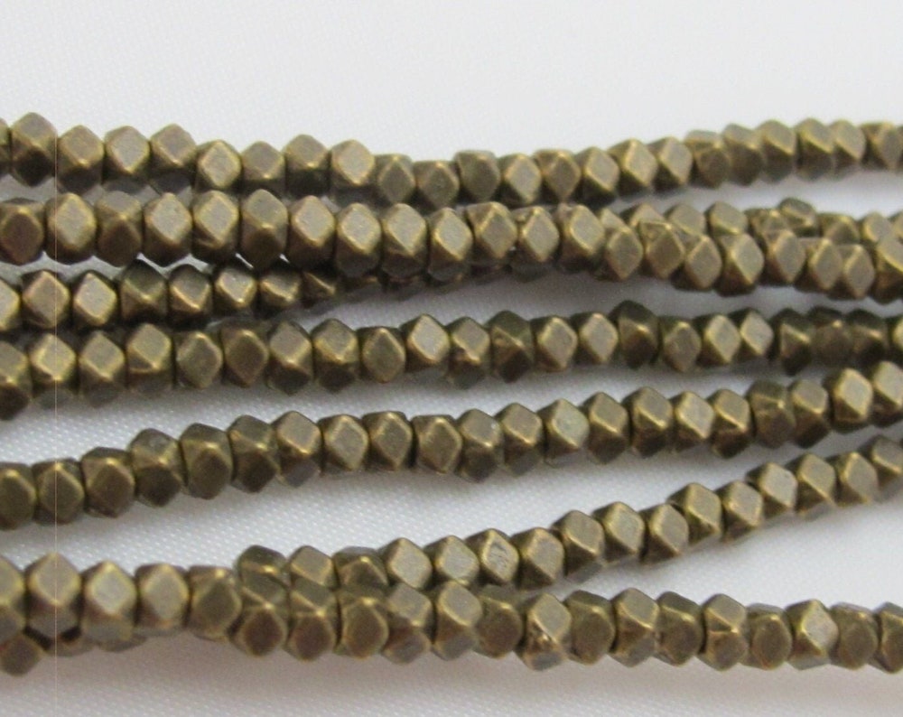 Small Brass Tone Plated Cube Beads
