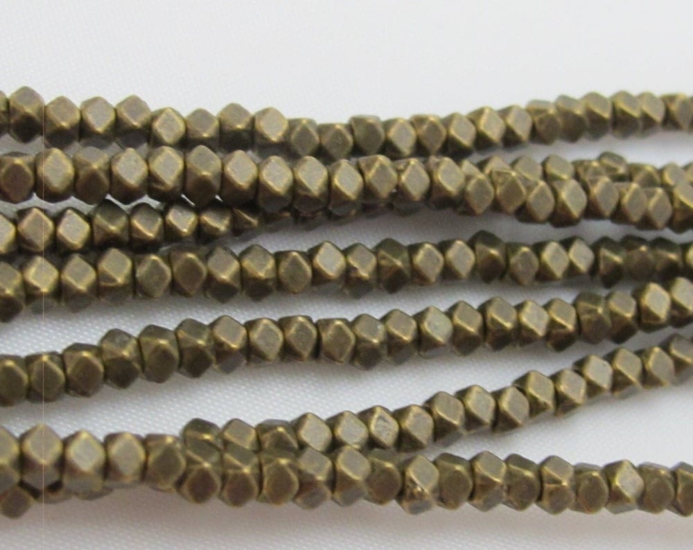 Small Brass Tone Plated Cube Beads