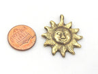 1 Pendant - Small Medium size solid brass Sun face Pendant from Nepal -- CP117