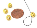 3 Guru beads - Small size 3 hole Guru Bead gold tone plated lotus flower pod 6 mm x 7 mm - GB045
