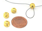 3 Guru beads - Small size 3 hole Guru Bead gold tone plated lotus flower pod 6 mm x 7 mm - GB045