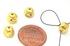3 Guru beads - Small size 3 hole Guru Bead gold tone plated lotus flower pod 6 mm x 7 mm - GB045