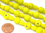 3 Guru Bead sets - 3 hole yellow color Glass Guru beads 10 - 11 mm with column Beads - GB047