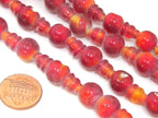 3 sets - Guru Bead sets - 10 mm size reddish color 3 hole glass Guru beads with column Beads - GB048