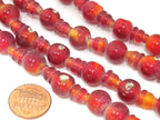 3 sets - Guru Bead sets - 10 mm size reddish color 3 hole glass Guru beads with column Beads - GB048