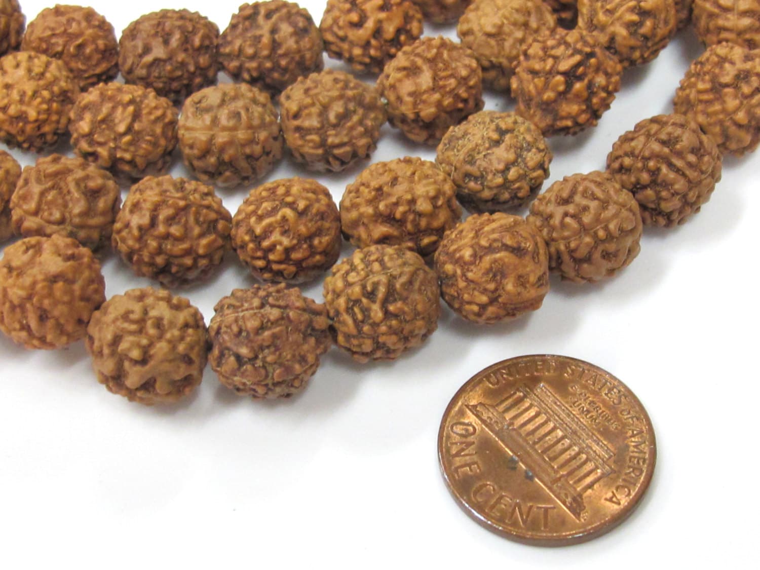 Rudraksha beads -108 beads-Natural Rudraksha seed beads from Nepal 9 - 10 mm - tibetan mala supplies Nepal rudraksha beads ML072A