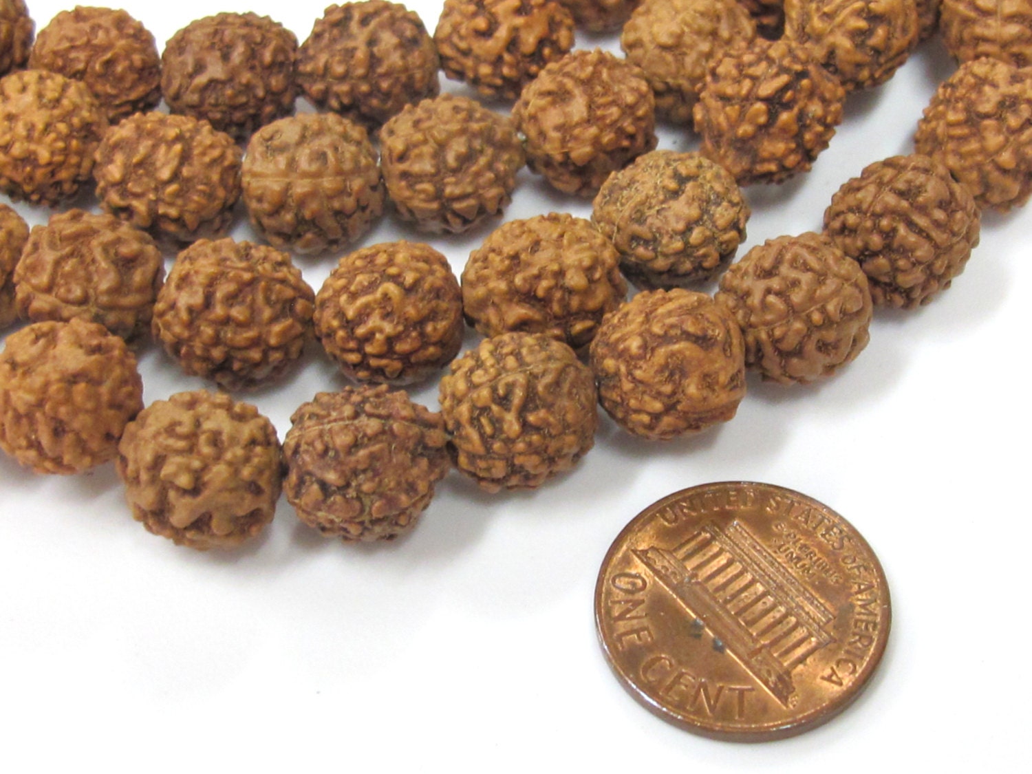 Rudraksha beads -108 beads-Natural Rudraksha seed beads from Nepal 9 - 10 mm - tibetan mala supplies Nepal rudraksha beads ML072A