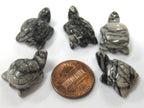 2 beads - Carved Turtle charm beads Jasper gemstone beads - GM403