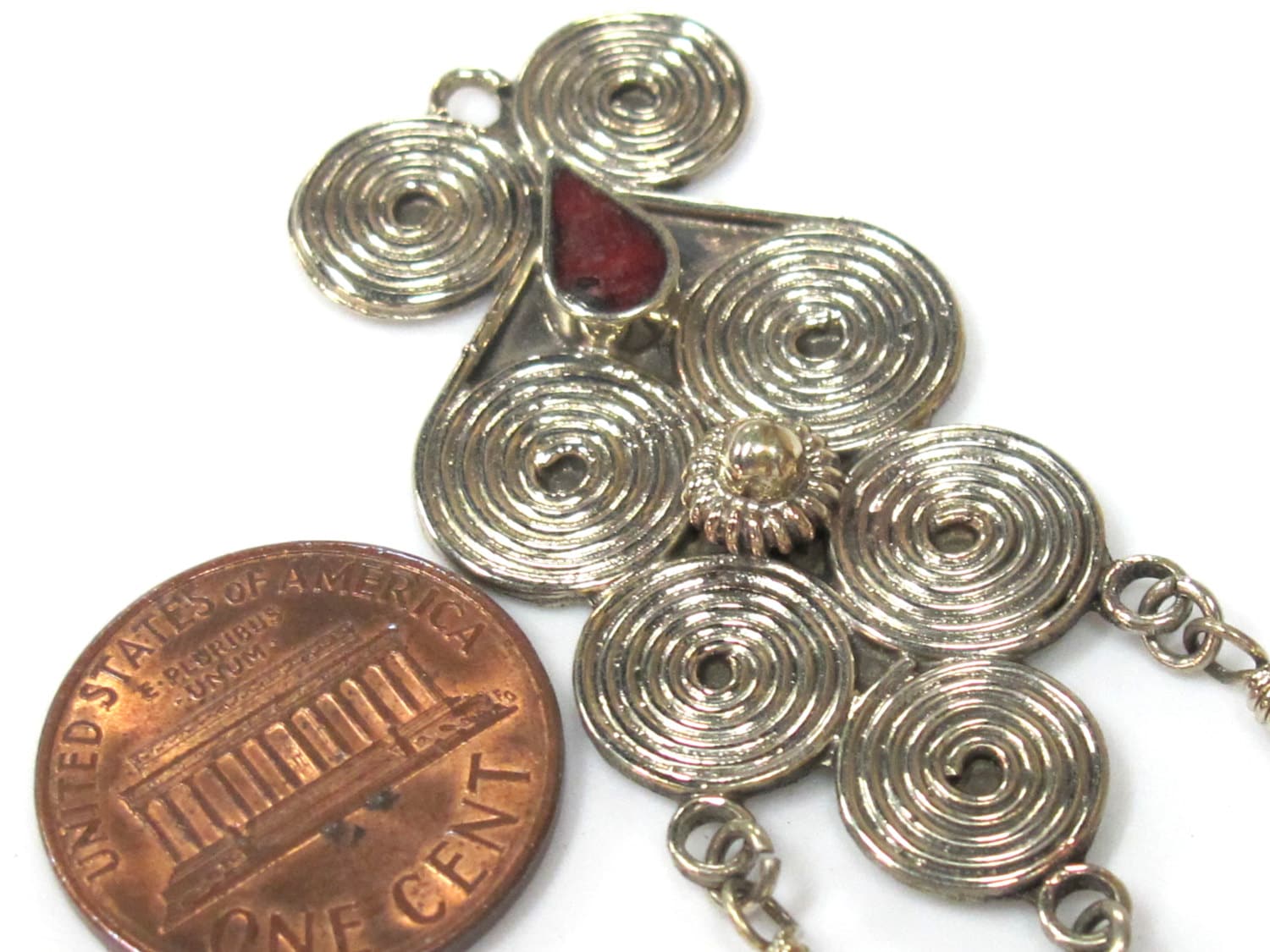 1 piece - Ethnic spiral shield design Tibetan charm pendant - PM500B