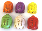 6 BEADS - Assorted color turquoise howlite carved Buddha beads - BD920