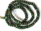 108 beads - 8 mm Tibetan green color bone mala turquoise brass coral inlay beads and Guru bead supply - ML076A