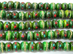 20 beads - 8 mm Tibetan green color upcycled cattle bone mala turquoise brass coral inlay beads ML076B