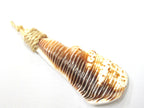 1 pendant - Sliced Cut shell brown striped paw shape tribal pendant - SP056