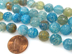 10 BEADS - Cool blue dragon veins faceted Agate gemstone beads 10 mm - GM350