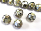 2 Beads - 8 mm size rondelle mother of pearl shell mosaic inlay bead - BD924