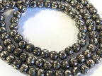 108 om mantra mala beads - Tibetan antiqued silver finish 108 mala making supply - Tibetan Om mantra etched on beads- 8 mm size - ML081A