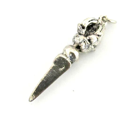1 pendant - Tibetan silver plated Phurba dagger pendant from Nepal - CP063