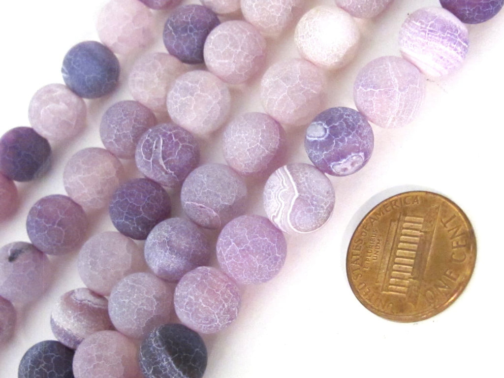 10 BEADS - Purple color Fire agate dragon veins gemstone beads 10 mm size - GM408