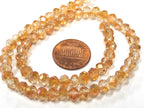 1 Full strand - Faceted rondelle AB peachy orange color crystal glass beads 6 mm size - AB046