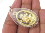 1 Pendant - Hindu lord Ganesha gold color plated brass charm pendant encased in clear resin from Nepal - great for keyring bag charm - PM520