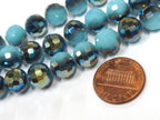 1 Full strand - 10 mm size Faceted round AB multi tone blue shiny crystal glass beads - AB048