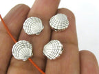 10 Beads - Shell shape antiqued silver toned metal beads 10 mm - BD917