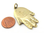 1 Pendant - Tibetan Buddha hand Om brass pendant from Nepal - CP118