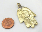 1 Pendant - Tibetan Buddha hand Om brass pendant from Nepal - CP118