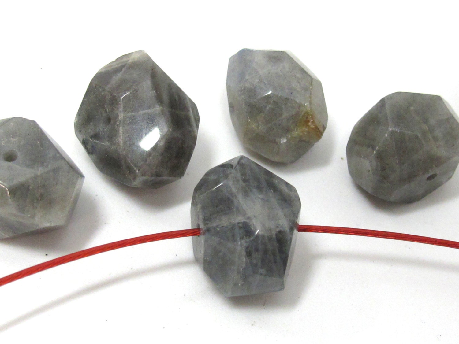 1 Bead-Faceted thick Labradorite gemstone bead - GM416A