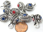 3 counters - Silver color plated dragon symbol drop leaf shape mala counter - GB049