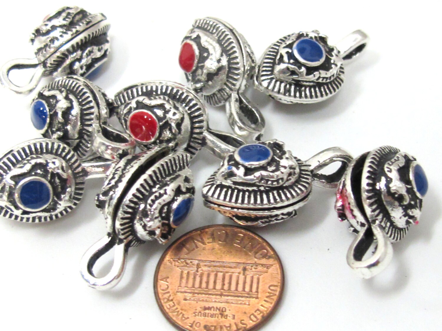 3 counters - Silver color plated dragon symbol drop leaf shape mala counter - GB049