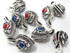 3 counters - Silver color plated dragon symbol drop leaf shape mala counter - GB049