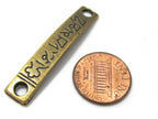2 pcs - Light weight rectangular brass color yoga om metal connector pendant charm beads - BD934