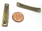 2 pcs - Light weight rectangular brass color yoga om metal connector pendant charm beads - BD934