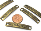 2 pcs - Light weight rectangular brass color yoga om metal connector pendant charm beads - BD934