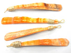1 pendant - Long Sliced Cut shell orange color tribal pendant - SP055