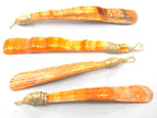 1 pendant - Long Sliced Cut shell orange color tribal pendant - SP055