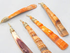 1 pendant - Long Sliced Cut shell orange color tribal pendant - SP055