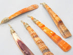 1 pendant - Long Sliced Cut shell orange color tribal pendant - SP055