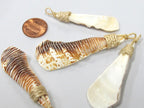 1 pendant - Sliced Cut shell brown striped paw shape tribal pendant - SP056