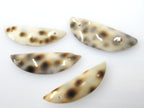 2 pieces - cowrie shell cut half moon shape connector pendants - SP004A