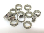 10 Beads - Antiqued silver tone metal alloy donut beads wavy design 8 mm wide x 4 mm - BD939