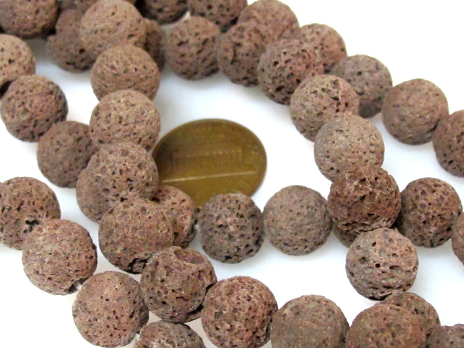 10 Beads - Brown color lava beads round shape 10 mm size - NB151A