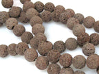 10 Beads - Brown color lava beads round shape 10 mm size - NB151A