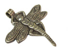 1 Pendant - Tibetan silver carved Dragonfly pendant with reverse side flower carving repousse - PM346D