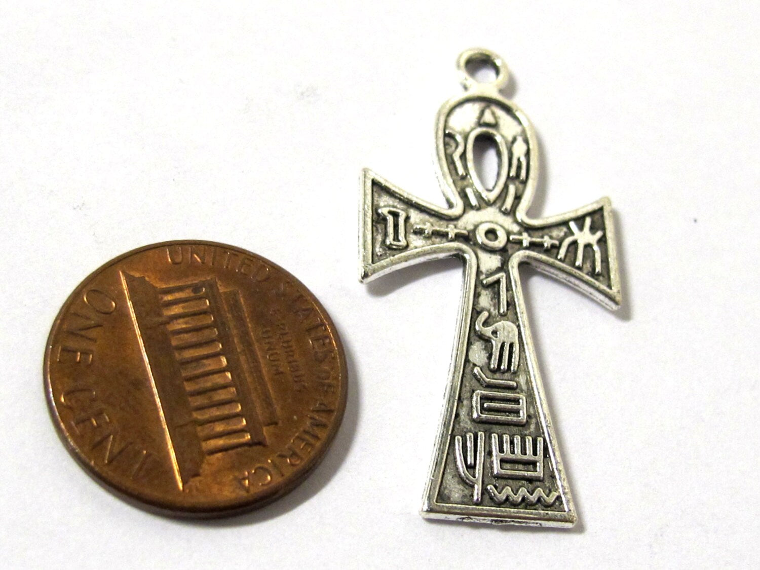 8 Ankh charms - Medium size antiqued silver color Ankh charms - 38 mm x 18 mm - CM197